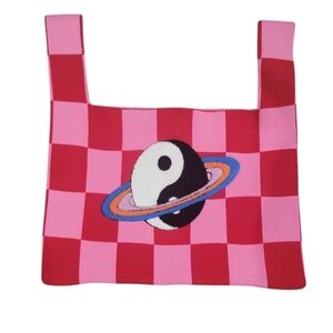 Dressed in LALA Pink and Red Checkered Tote